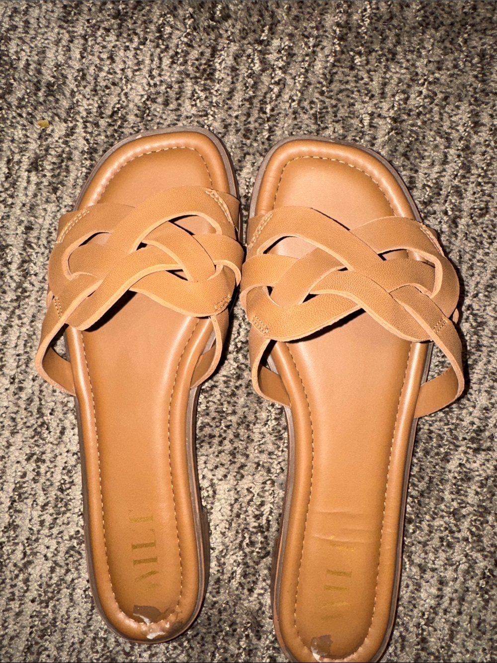 Women's Tan Braided Slide Sandals